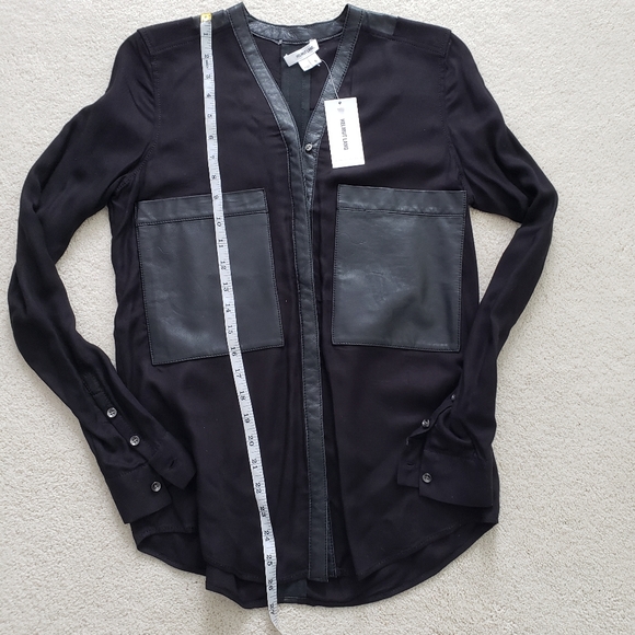 SOLD NWT Helmut Lang Black Soft Vicose and Leather Shirt szS - Picture 6 of 11